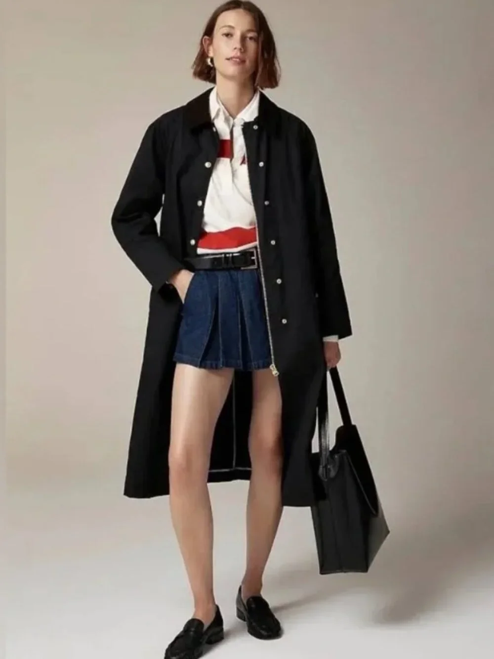 NWT J. Crew Long Barn Jacket in Waxed Cotton Twill Black Sz XL
